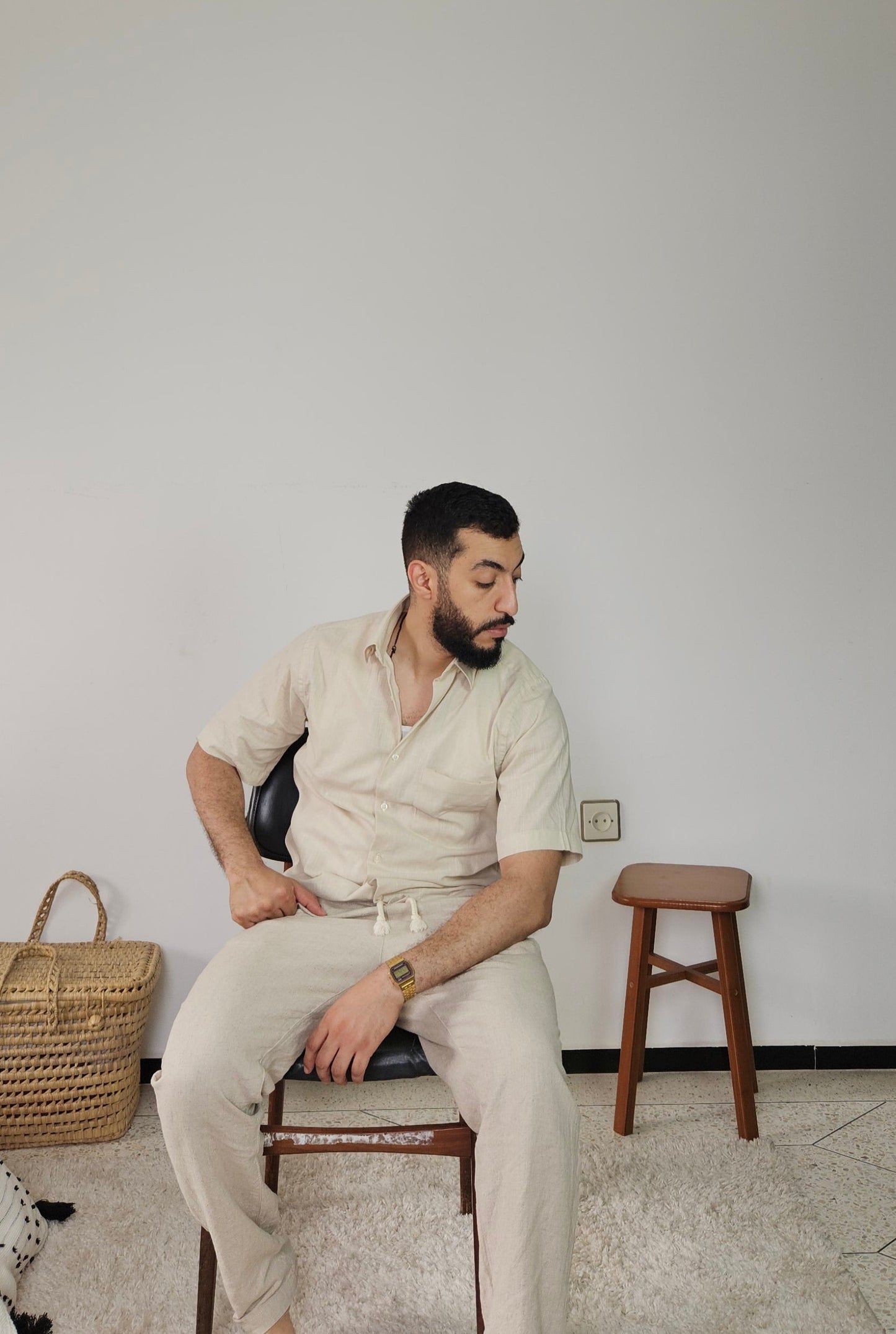 Short Sleeve Linen-Feel Shirt