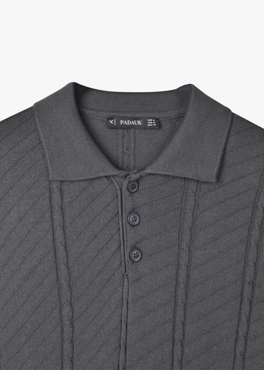 TEXTURED KNIT POLO SHIRT