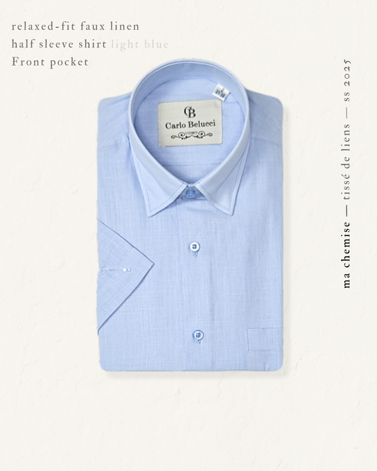 Short Sleeve Linen-Feel Shirt