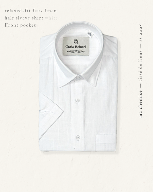 Short Sleeve Linen-Feel Shirt