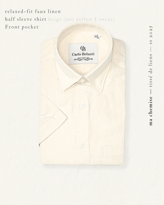 Short Sleeve Linen-Feel Shirt