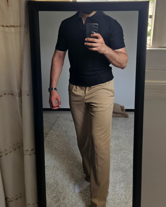 TEXTURED KNIT POLO SHIRT