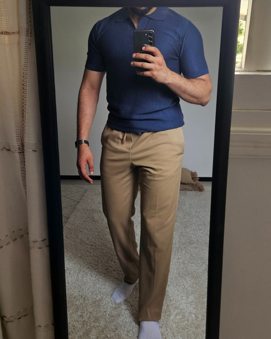 TEXTURED KNIT POLO SHIRT