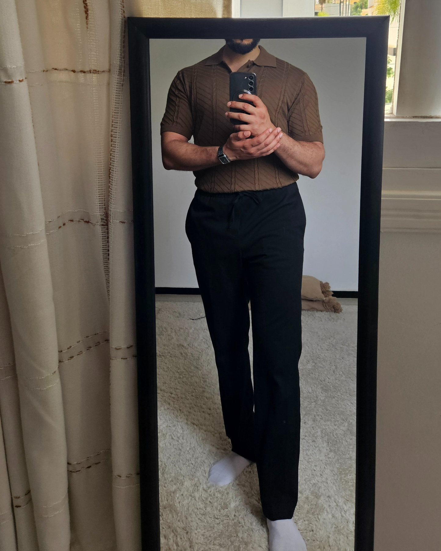 TEXTURED KNIT POLO SHIRT