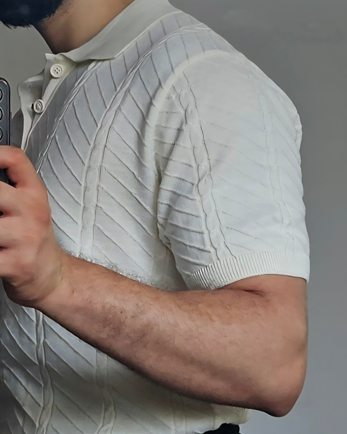 TEXTURED KNIT POLO SHIRT